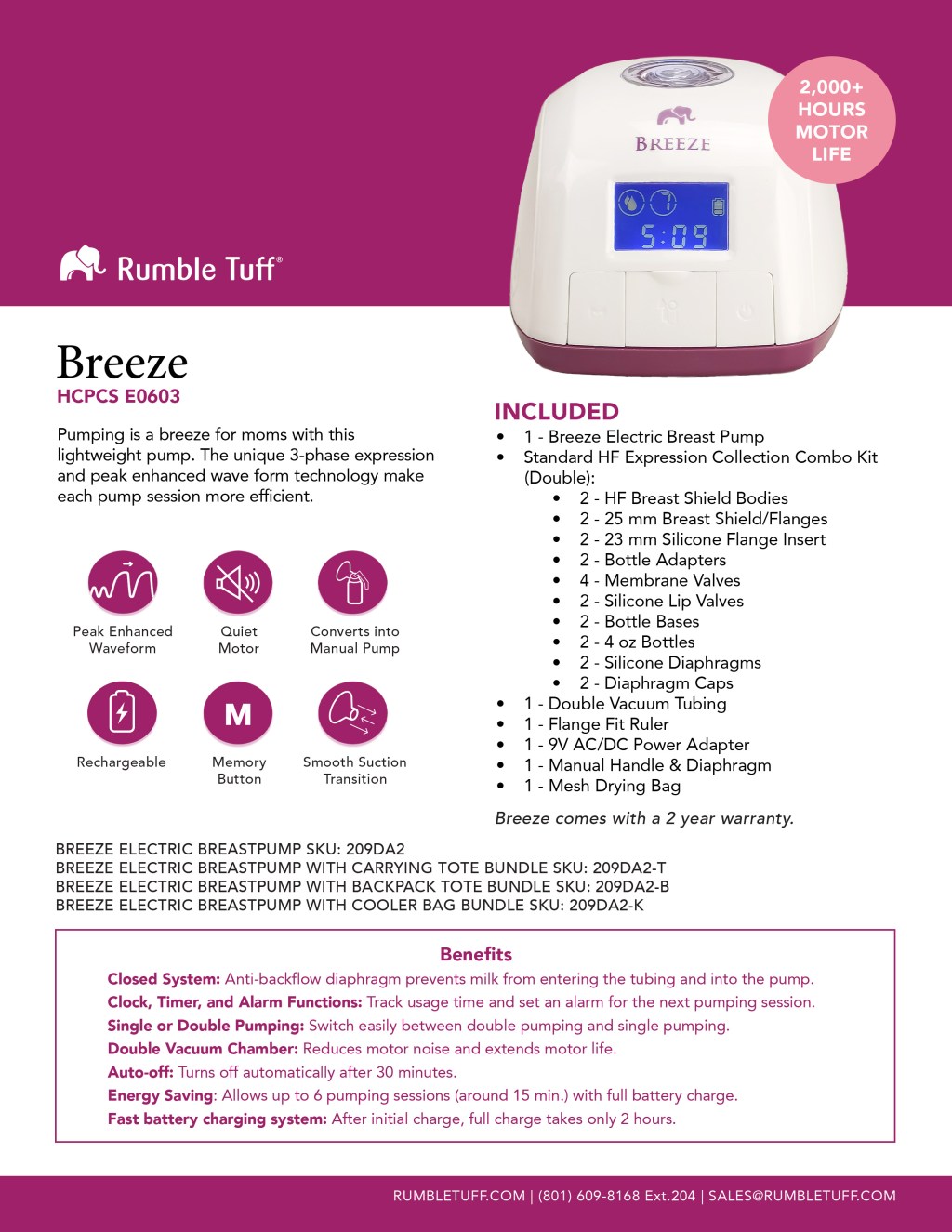Rumble Tuff Breeze Electric Breast&nbsp;Pump